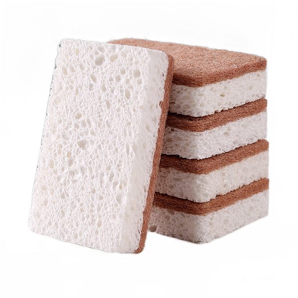 Naturlig grönsaksskrubb svamp 12-pack, Palmfiber skrubbsvamp, Biologiskt nedbrytbar komposterbar svamp, Hållbar luktfri diskbänk köksskrubber