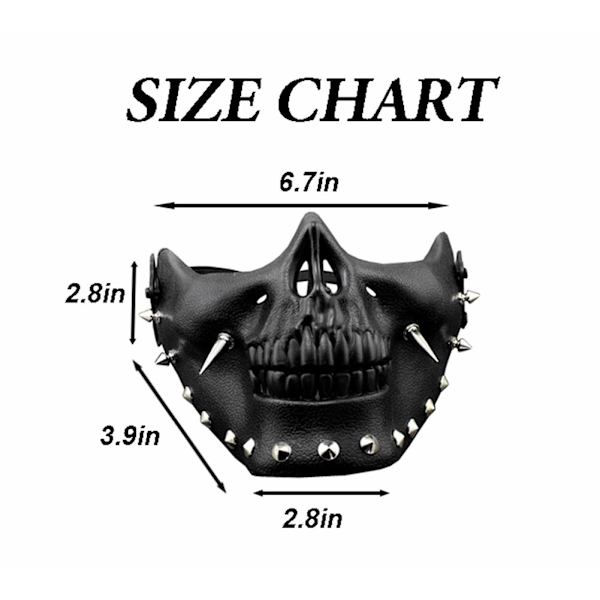 Steampunk Maske Menn Maskerade Skjelett Pigget Halv Ansikt Hodeskalle Maske Kostyme Cosplay