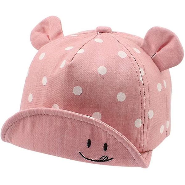 Bomull baby hatt flicka pojke barn solhatt justerbar sommar höst rosa