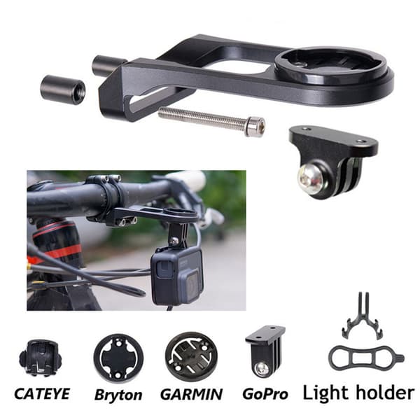 Sort GoPro cykelstyr forlængerbeslag til NiteRider adapter
