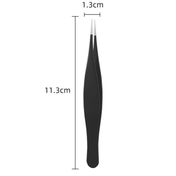 3 spiss pinsett (svart), presisjon nål nese spiss pinsett,