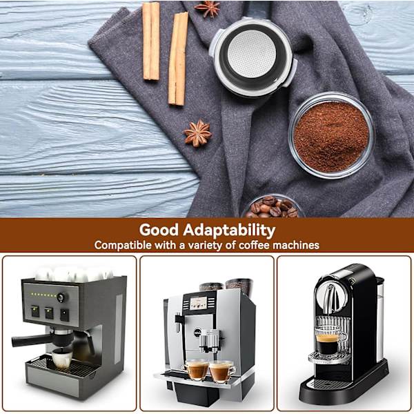 2 st 51 mm kaffefilterhållare, återanvändbart permanent kaffefilter filterlöst kaffefilter i rostfritt stål, kaffemaskin reservdelsaccessoar