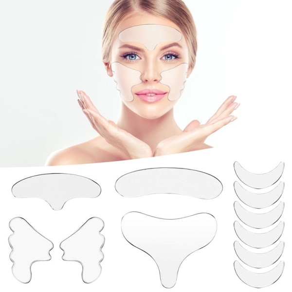 Återanvändbara plåster mot rynkor - 11 delar för panna, ögon, kinder, nacke och bröst