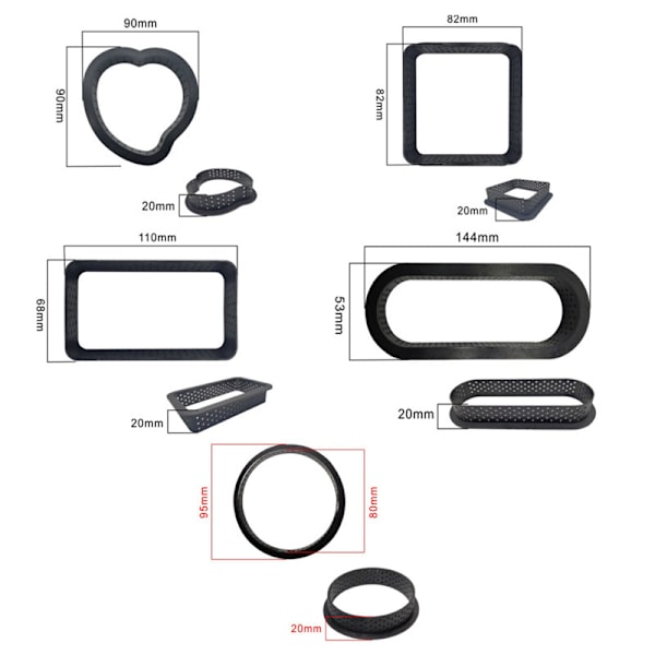 Plastik Mousse Ring DIY Fransk Dessert Bageform Tærte Ring Bageværktøj Kageform (Firkant)