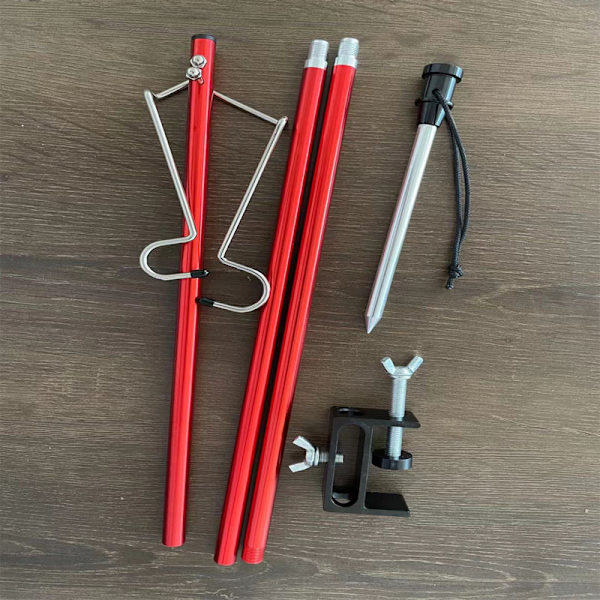 Utomhus ultralätt aluminiumlegering hopfällbar minilätt ram tre fällbar bärbar camping picknickbord fast liten ljusstolpe Röd