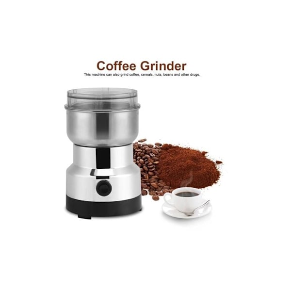 Multifunksjonell Kaffekvern, Kvern med Blader i Rustfritt Stål for Kaffebønner, Linfrø, Nøtter, Pepper, Krydder og Andre (EU-plugg)