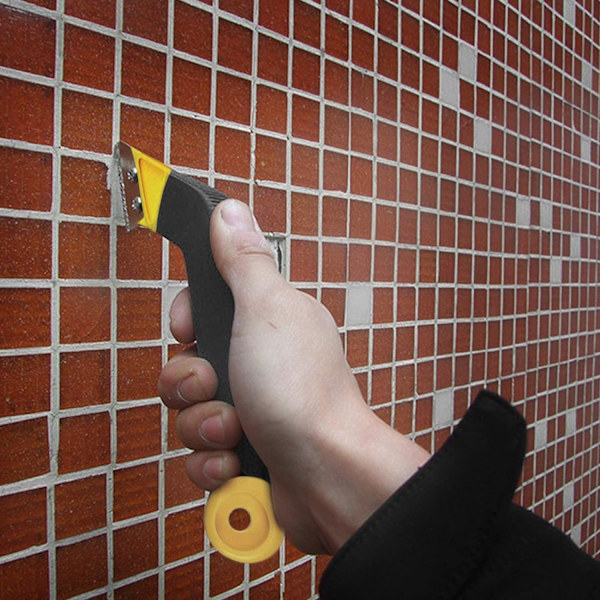 Pro Grout Scraping Rake Tool, Tile Grout Hand Saw Angled Grout Clean Remover med 6 st Bladersättning för Kakelrengöring