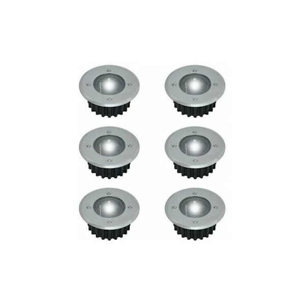 Sæt med 6 solcelle LED spots indbygget - jord - diameter: 85 mm - rund - udvendig resistent over for base - rustfri stål facade