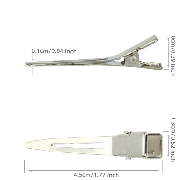 50 stk. krøllede hårklemmer (sølv), 4,5 cm enkelttakkede krøllede hårklemmer med metal krokodillehårklemmer til hårextensions