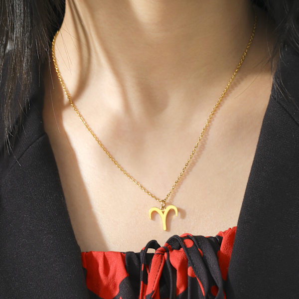 Snygg Stål Zodiac Halsband - Väduren, Vågen, Jungfrun, Oxen, etc. - Zodiac Halsband - Födelsedagspresent Smycken