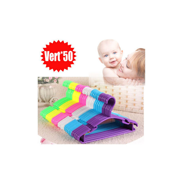 Sæt med 50 plastik grønne babybøjler på krog 27x15 cm