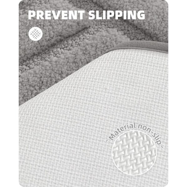 Grå skridsikker bademåtte, absorberende badeværelsestæppe, blød mikrofiber brusemåtte, maskinvaskbar
