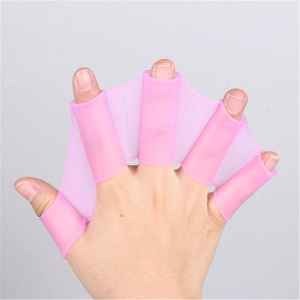 Svømmefingerfinner Lær Svømning Pool Tilbehør Fingerbærings Hånd Mesh Finner Træning Dykning Handsker Swimming Pool Paddle (Størrelse L)