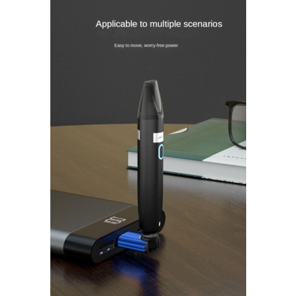 Blå Mini Bärbar USB 3A Magnetisk Adapter 540 Grader Snabbladdning Android Huvud/Typ c/Apple Huvud