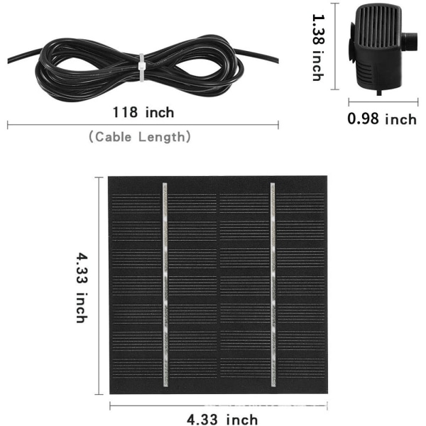 Solcellsfontän Vattenpump - 7V, 1,2W, 180L/H Solcellsfontän Fyrkantig Fågelbad Fontänpump Pool Utomhus Trädgård Fyrkantig Vattenutsikt Flytande Fo