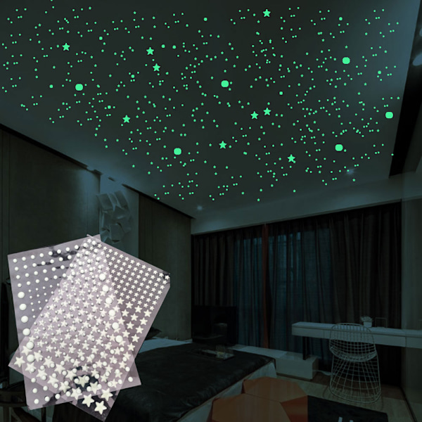 Glow-in-the-Dark Stjärndeco för Tak 413 st Realistiska 3D-klistermärken Stjärnhimmel Lysande Dekoration Perfekt för Barnrum Sängkläder Rum Present