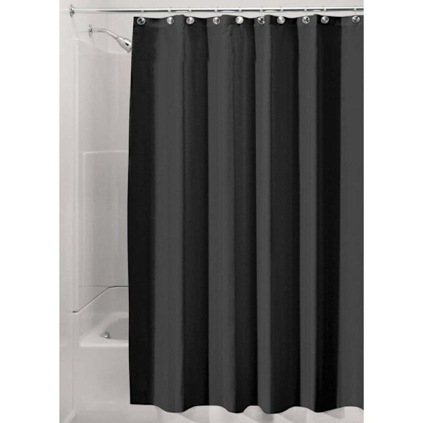 Duschdraperi, vattentätt duschdraperi i polyester med förstärkt fåll, tvättbart badrumsdraperi 180,0 cm x 200,0 cm, svart