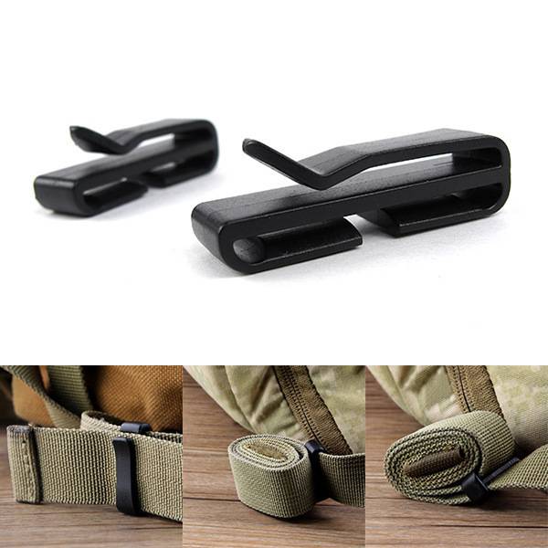 10 Molle Bælte Clips Taktisk Bælte Rygsæk Camping Sort 48mm