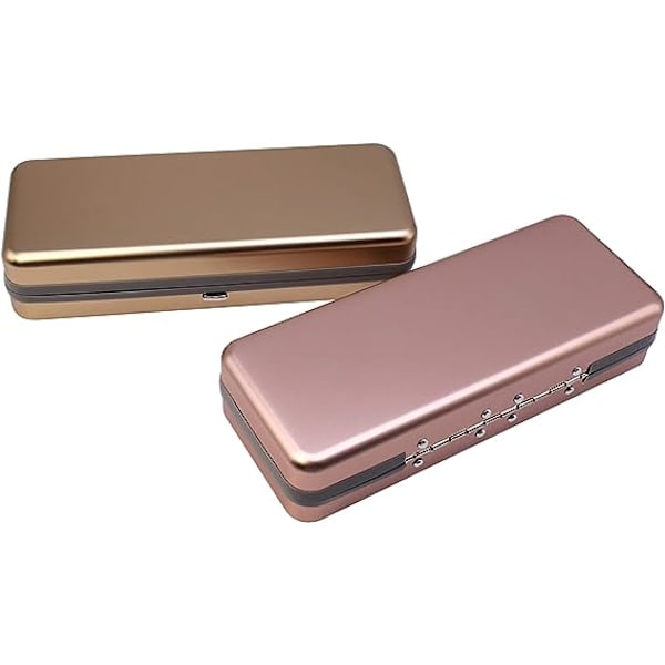 Aluminiumglasögonfodral, 2-pack - Roséguld, Stor