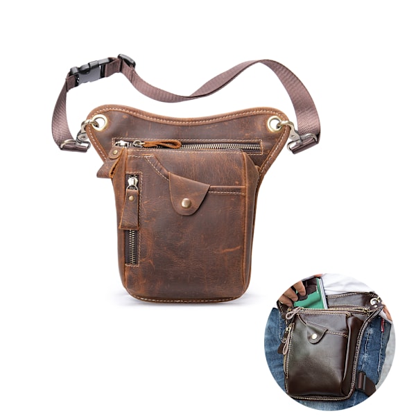 Ægte læder herrebæltetaske Fanny Pack mavetaske bæltetaske bælte mænd læder bum tasker penge bælte skuldertasker til mænd mavetaske (Crazy Horse Coffee)