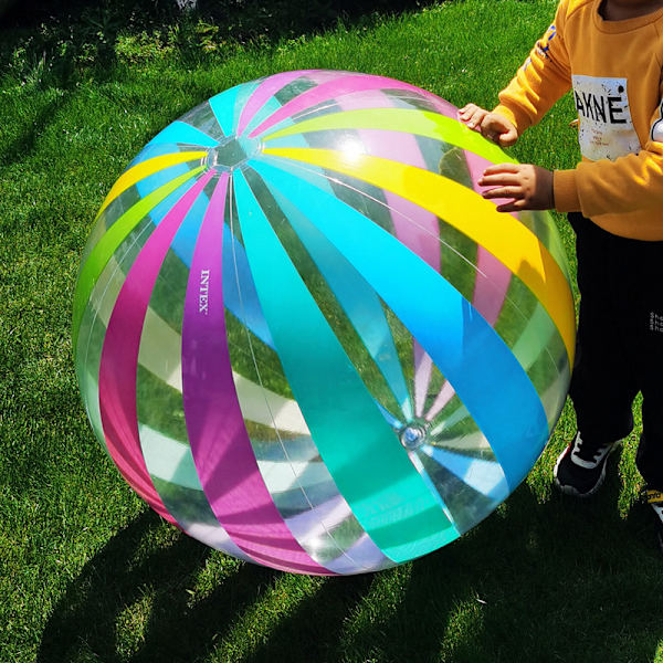 Uppblåsbara strandbollar (107 cm), strandbollar, bulk poolbollar rosa strandbollar vuxna barn sommar poolpartyleksaker med uppblåsbara sommarstrandgåvor