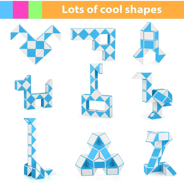 Taikakäärme, Taikakäärme 24 Segmenttiä Valkoinen Sininen Kierrepalapeli Lelut 3D Taikakäärme Palapeli Kuutio Opetuslelut Lapsille Ja Aikuisille