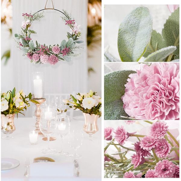 Kunstig blomsterkrans, dørblomsterkrans, veggdekorasjonsblomsterkrans for bryllup, fest, hjemmedekor