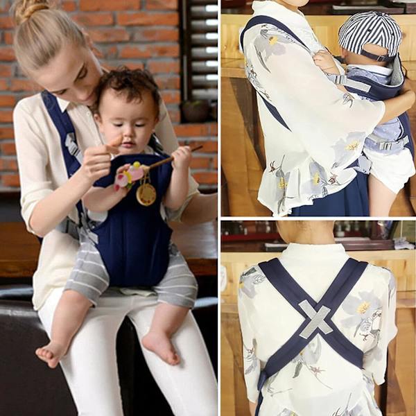 Ergonomisk justerbar baby carrier spedbarn bæresele bomull hofte sete baby carrier nyfødt fysiologisk bæresele stropp for 3,5-15 kg baby marineblå,