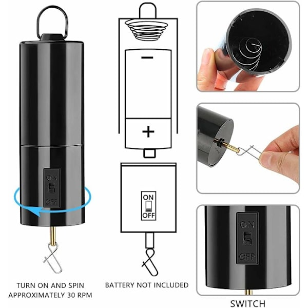 Hengende batteridrevne roterende motorer, for vindspill, vindskulptur, hagedekorasjonstilbehør, 2-pakning
