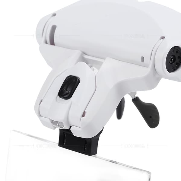 Opplyst håndfri hodelupevisir - 1x til 3,5x zoom med 5 utskiftbare linser - Hodemontert opplyst lupe