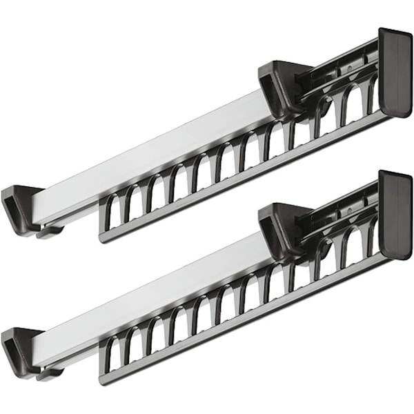 Klesstativ Garderobe Uttrekkbar Skyvedør Henger Klesstativ Stativ for 12 Hengere Lengde 315 mm 2-pakning