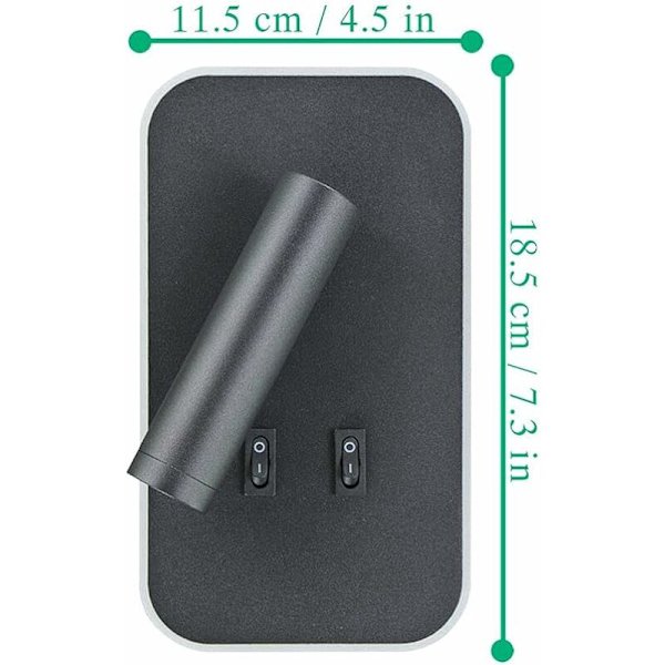 LED-vegglampe, nattbordslampe med bryter, justerbar spot for soveromsbelysning, varmt lys 13W--Hvit