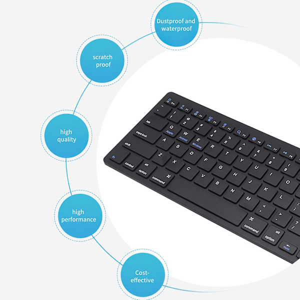 Bluetooth-tangentbord, trådlöst tangentbord av hög kvalitet, lätt att använda, trådlöst tangentbord för PC, bärbar dator