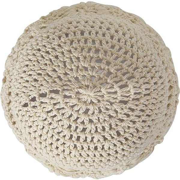 Kvindernes tynde bomuldshat (beige), håndstrikket hullet sommerblomster kraniehat