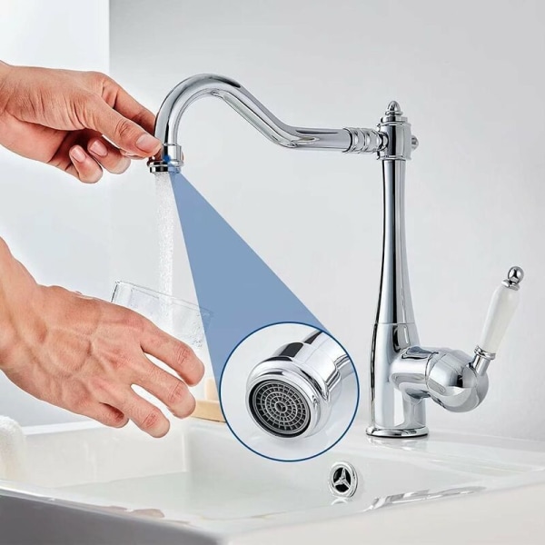 Elegant Köksblandare Diskho Mixer Kran Hög Pip 360° Rotation Retro Krom Mässing Köksblandare