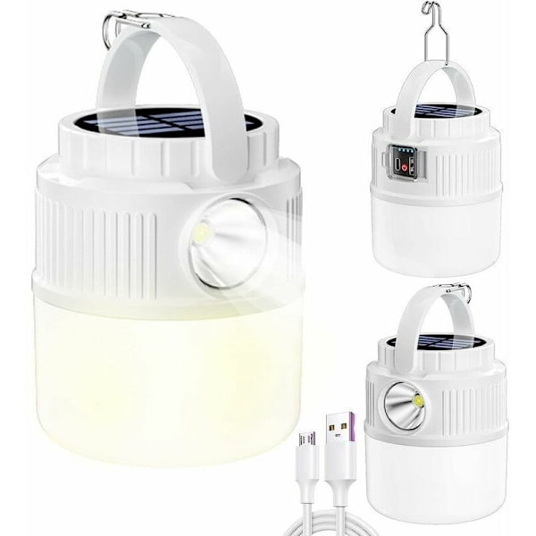 1 LED Aurinkoleirivalaisin, USB Ladattava, Neljä Tilaa, Kannettava Vedenpitävä Muotoilu, Uusi Monitoiminen Ulkokäyttöön Tarkoitettu Kaksois-LED-valo Retkeilyyn ja Hätätilanteisiin