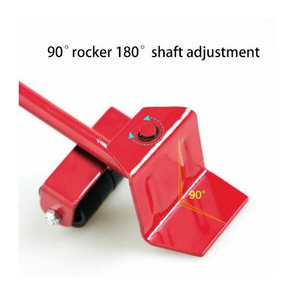Caster Wheel Furniture Moving Moving Tool Heavy Stuffs Moving Roller med 4 hjul og 1 hjulstang - Rød