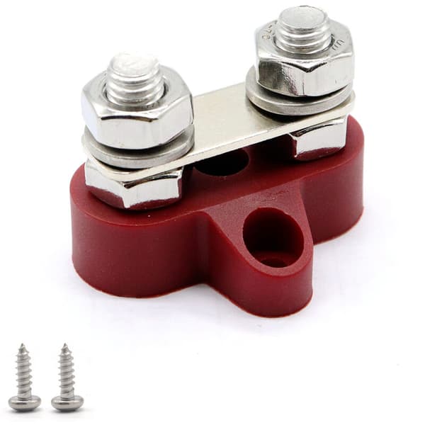 2PCS Heavy Duty Terminal Screw Fixed Wire Connector (M6 Dobbel Rød Stud med Tab 80A)