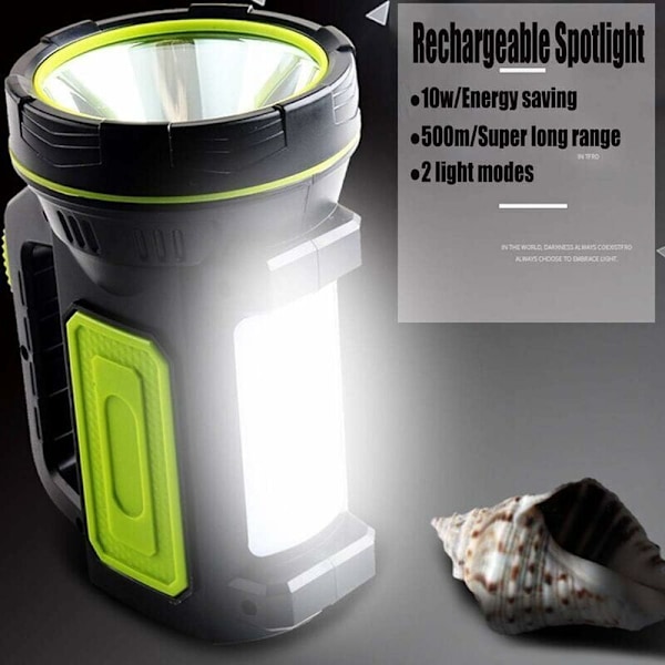 Superkraftig genopladelig LED lommelygte via USB 135.000 lumen 6.000 mAh med sidebelysning, højtydende vandtæt lommelampe til nødsituationer, vandreture, ca