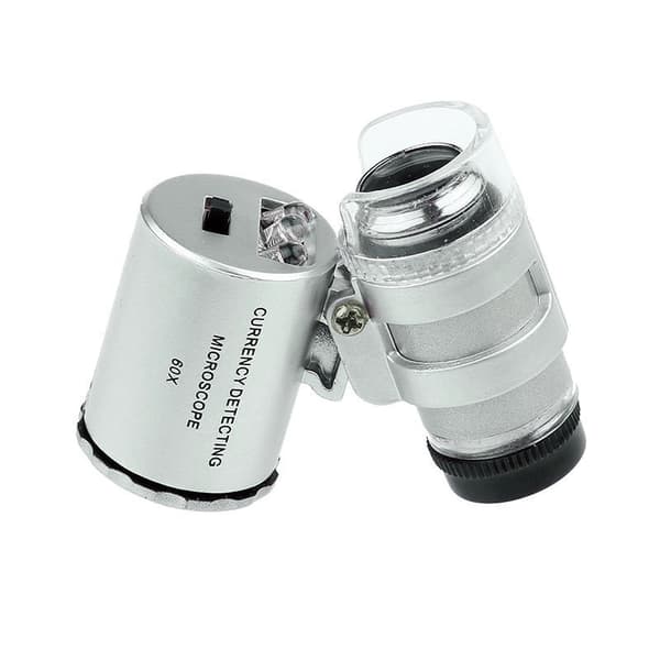 2-pack 60X Mini UV LED-belyst juvelerlupp med Kare (60X)