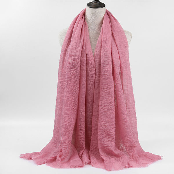 Ny plisserad damhalsduk sjal, enfärgad bomullsscarf 3-delad scarf set, lämplig för alla årstider.