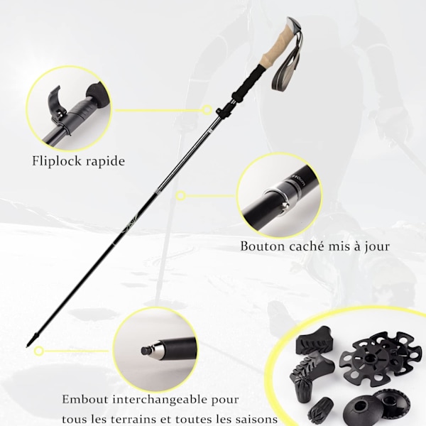 Vandrestokker Trekkingstenger Teleskopiske Nordic Walking-stenger Kvinner Menn Justerbare 110 130 cm Vandrestokk med Metallfoldbare Lukninger Korkhåndtak for