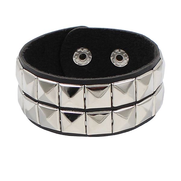 Lædernittet punkarmbånd til mænd og kvinder 80'er nittet armbånd Goth Punk Rock armbånd Spike Rivet Cuff Bangle Unisex Metal til Halloween-fest Fa