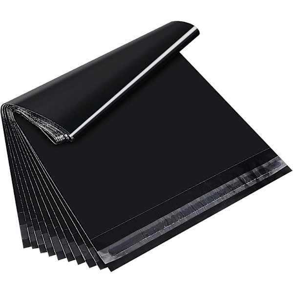 100-pack svarta plastpåsar för postförsändelser, självhäftande förslutningsbara påsar, 300 x 400 mm