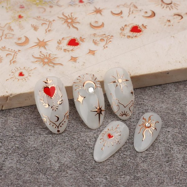 12 st ark 3D nagelkonst klistermärken, guldmetalliska nagelklistermärken lyxdesign självhäftande nagelklistermärken för hem, salong, gör-det-själv-nageldekoration, gör-det-själv-hobby