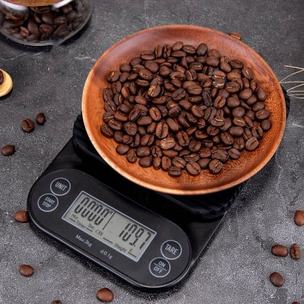 Vægt, Elektronisk Væg, 0,1/3000g Køkkenvægt Timing Kaffe Elektronisk Væg Køkken Mad Smykkevægt med Grøn LCD