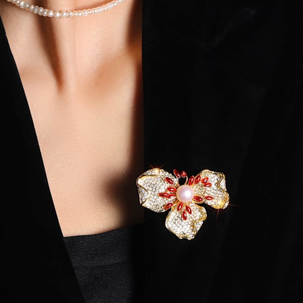 Elegant Pärlblomma Brosch Pins Broscher Kostym