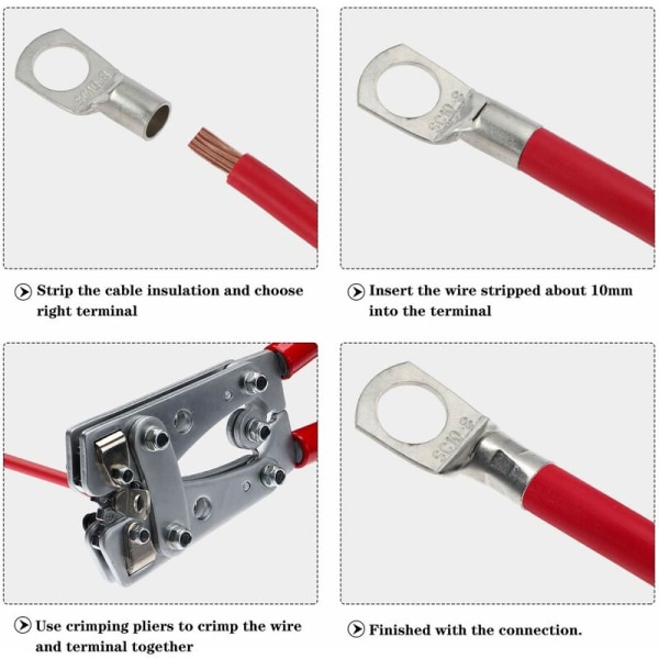 60 stk. elektriske terminaler bolthul forzinkede kobber SC-stik crimp/lodning til 6m㎡ 8m㎡ 10m㎡ 16m㎡ 25m㎡ kabel