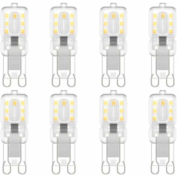G9 LED-lampa, G9 LED 220V Naturligt vitt 3000K 3W Halogen motsvarande 30W Halogenljus 8-pack