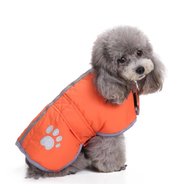 (Oranssi, M)) Kylmän sään koiran liivi Käännettävä talvivillainen koiranjalka